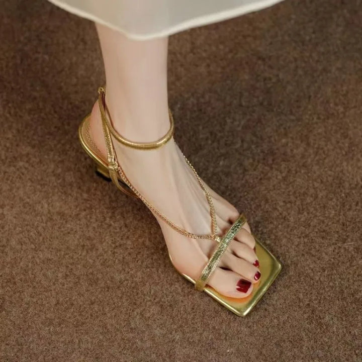 Cascata Chain-Drape Heeled Sandals