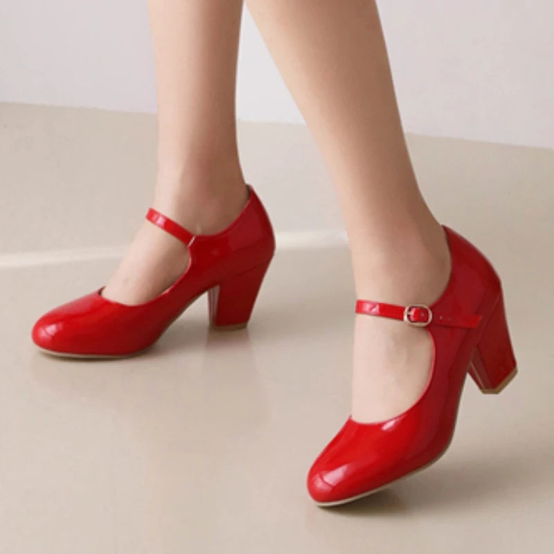 Scarlet Patent Pumps