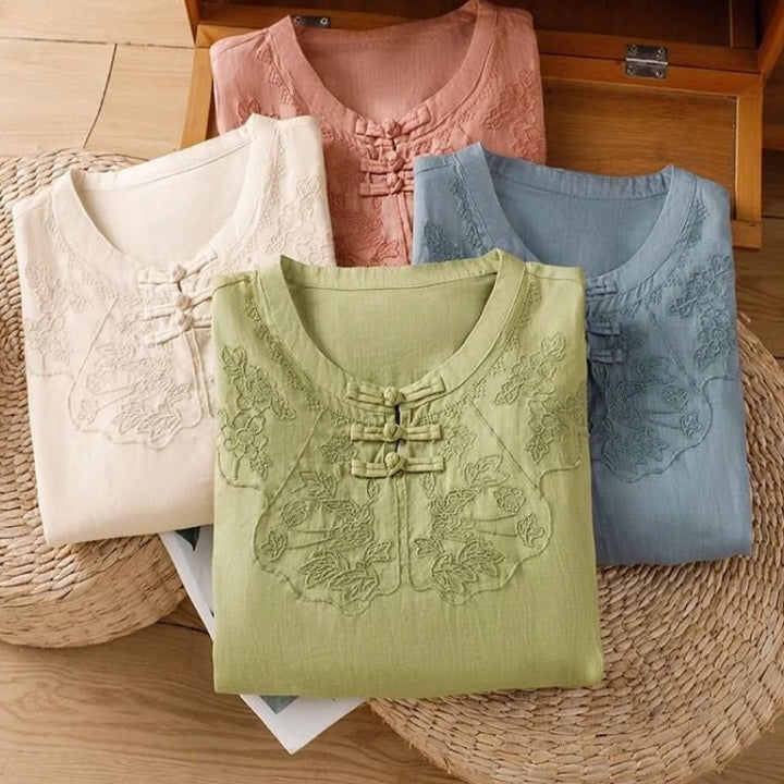 Jade Garden Linen Blouse