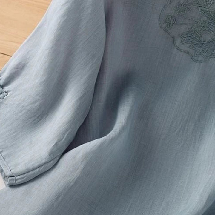 Jade Garden Linen Blouse
