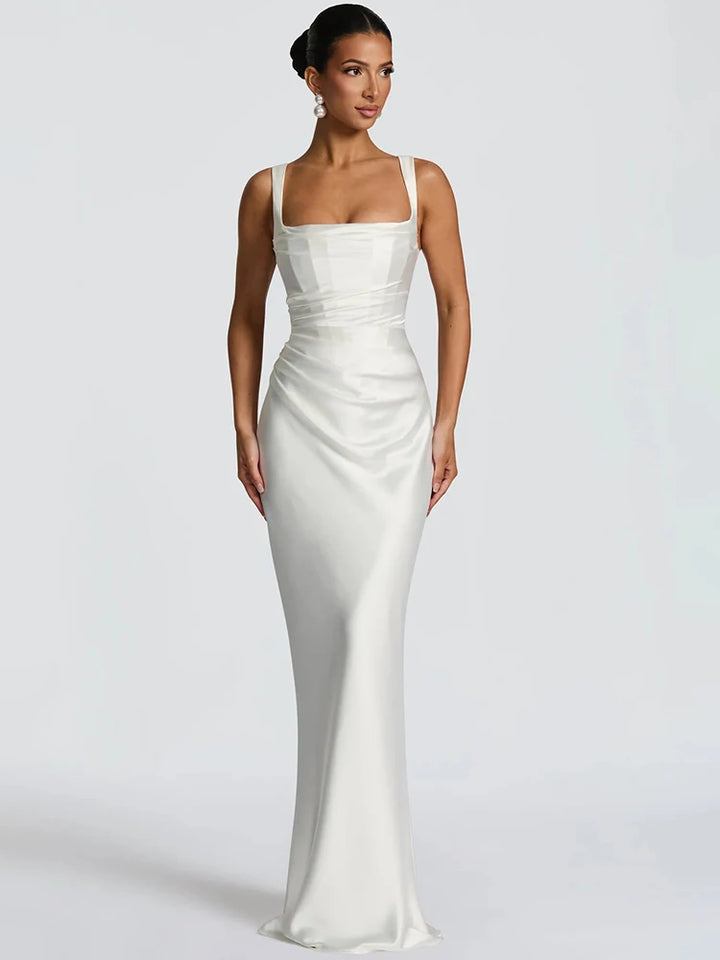Sirena Draped Satin Maxi Dress