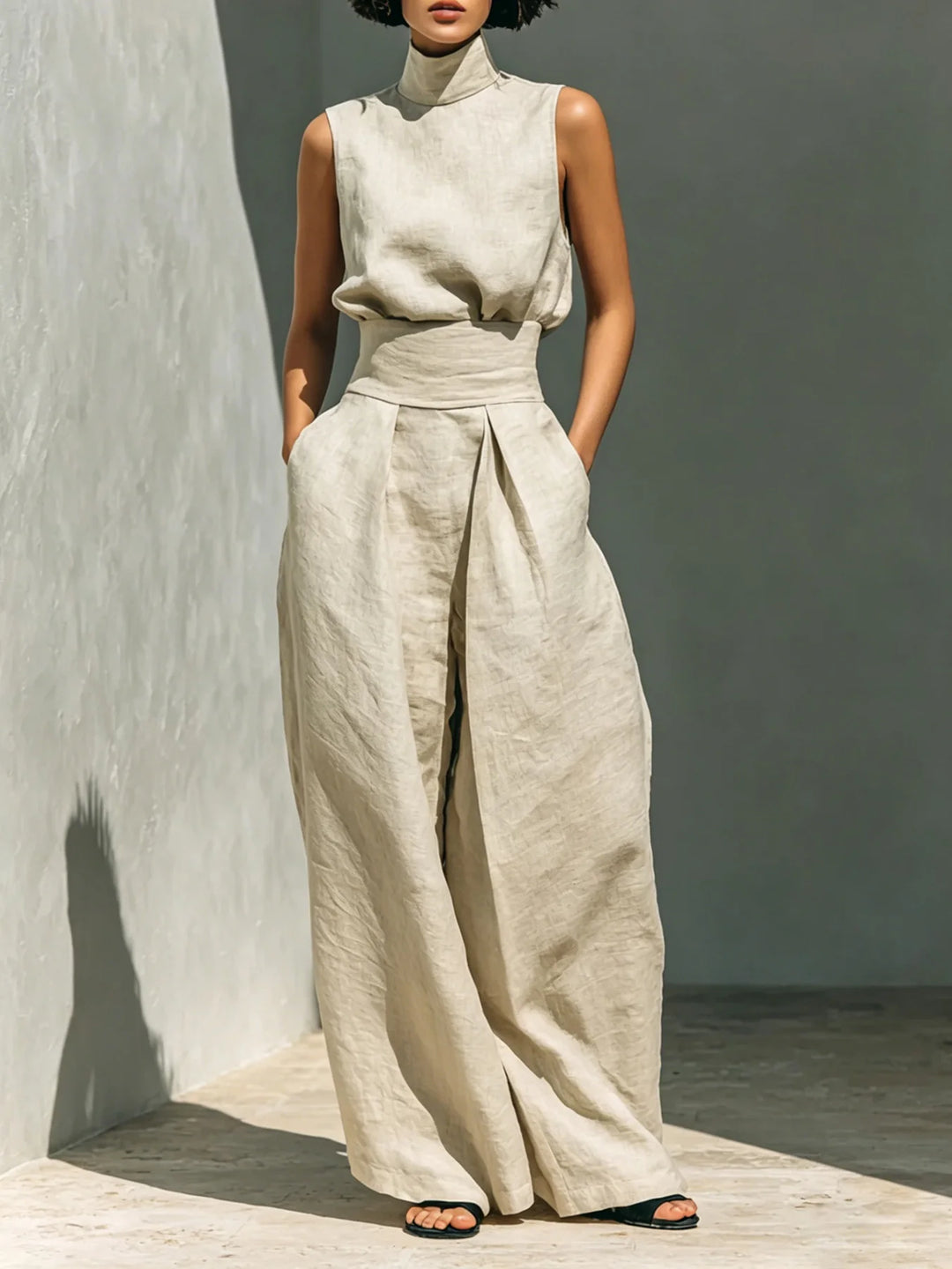 Vestale High-Neck Linen Set