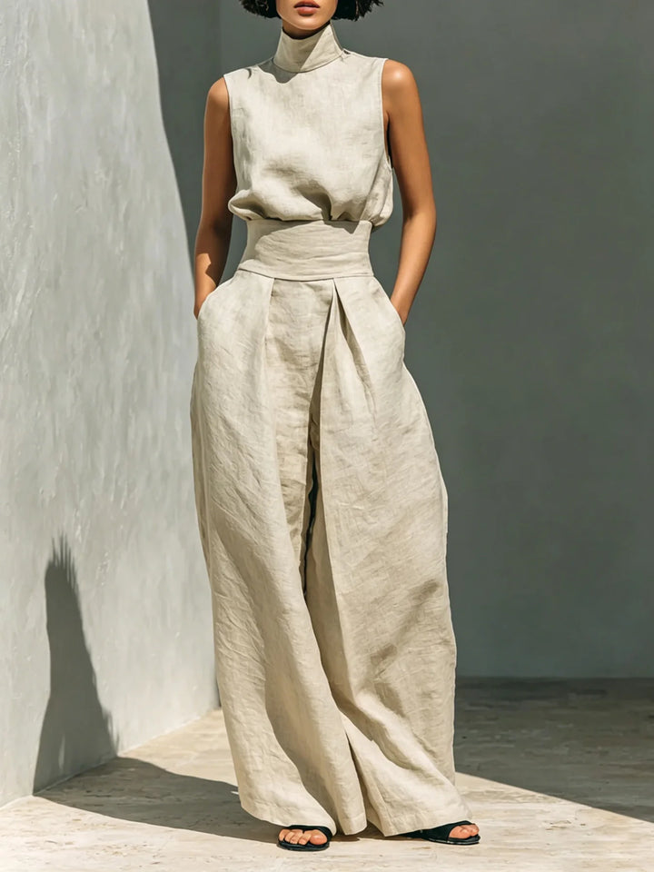 Vestale High-Neck Linen Set