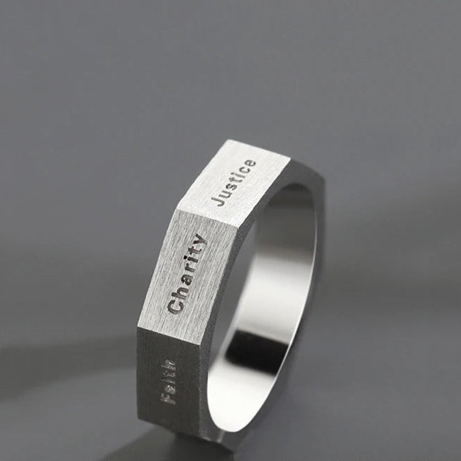 Seven Virtues Engraved Ring