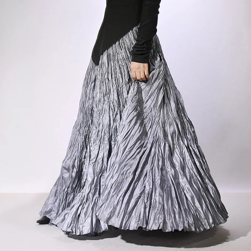 Cascade Pleat Maxi Skirt