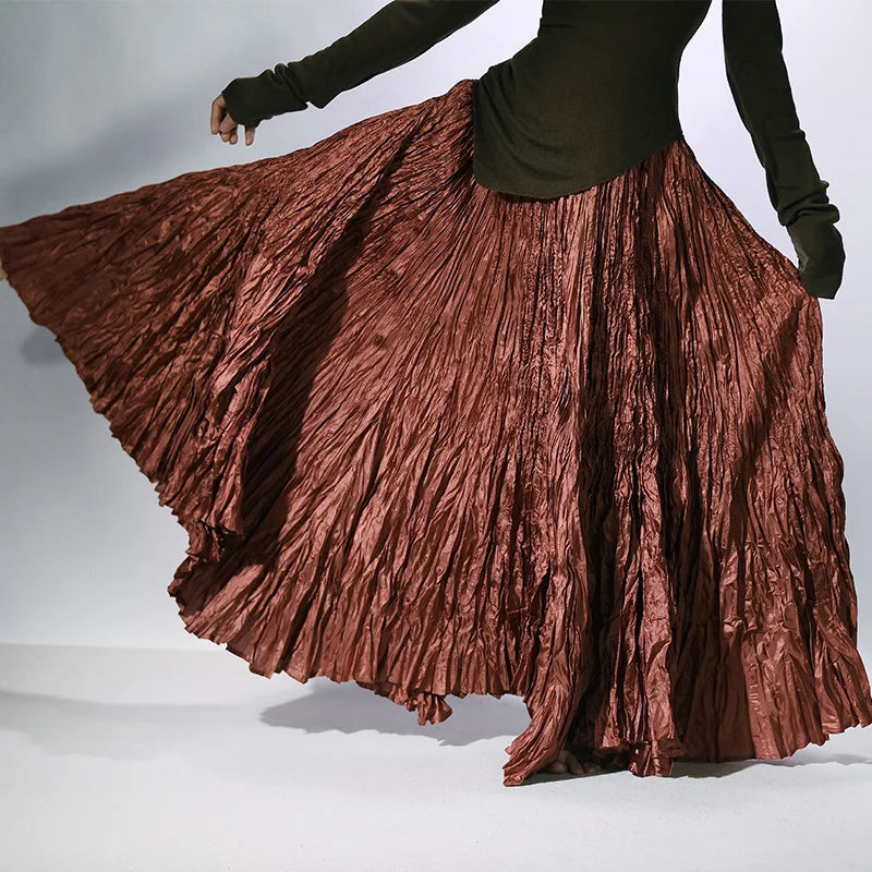 Cascade Pleat Maxi Skirt