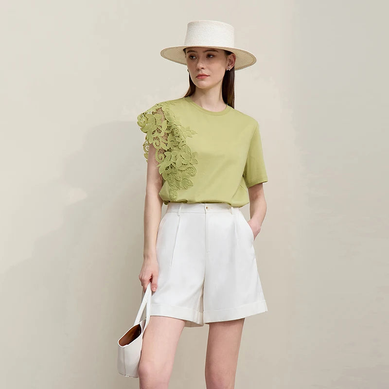 Pizzo Lace Shoulder Tee