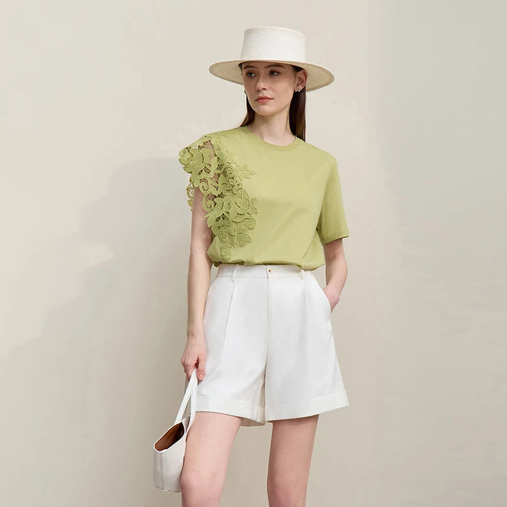 Pizzo Lace Shoulder Tee