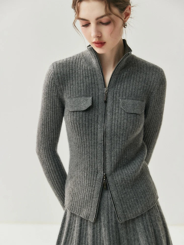 Colette Cashmere Rib Cardigan