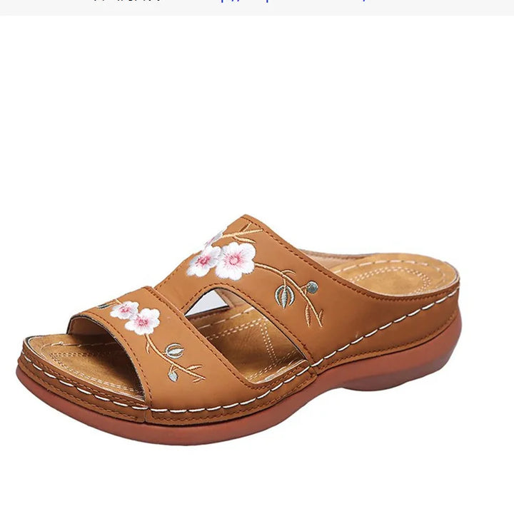 Fiorella Embroidered Wedge Sandals