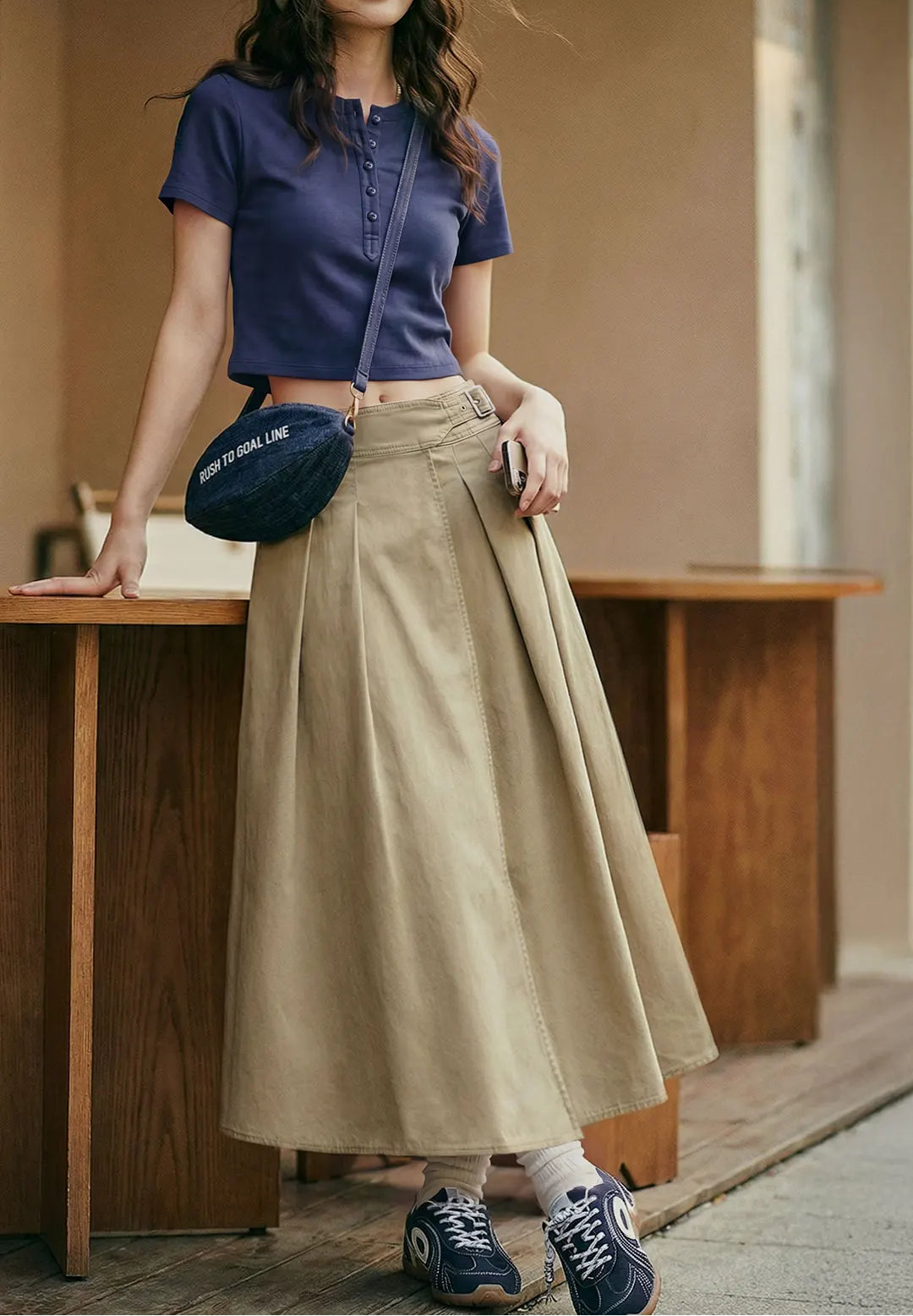 Fielding Pleated A-Line Skirt