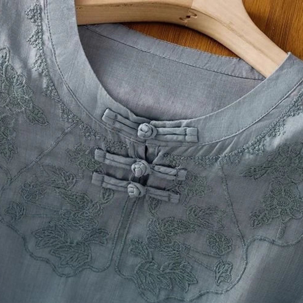 Jade Garden Linen Blouse