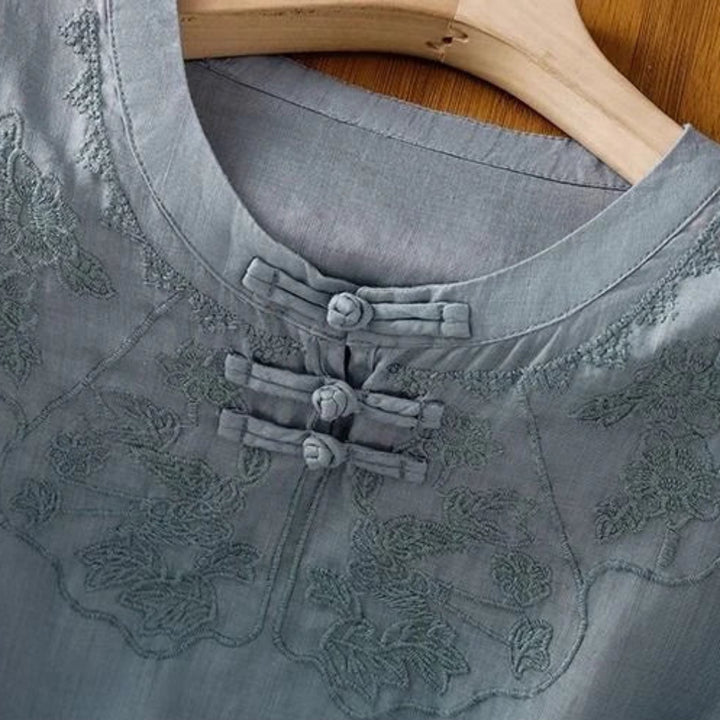 Jade Garden Linen Blouse