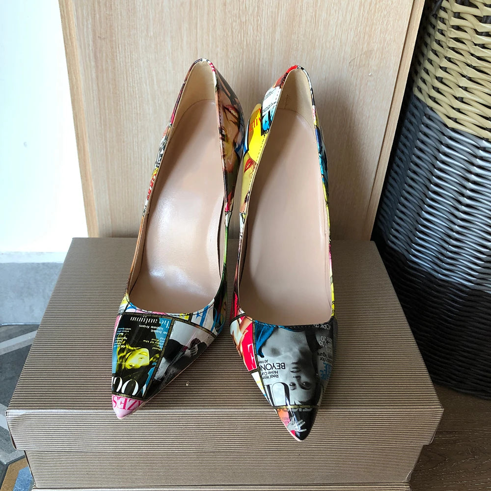Rivista Magazine Print Stiletto Pumps