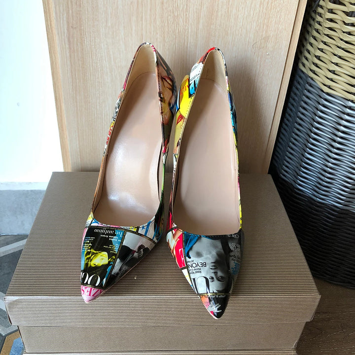 Rivista Magazine Print Stiletto Pumps