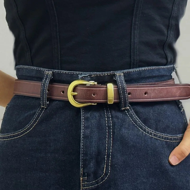 Harlow Brass Leather Belt