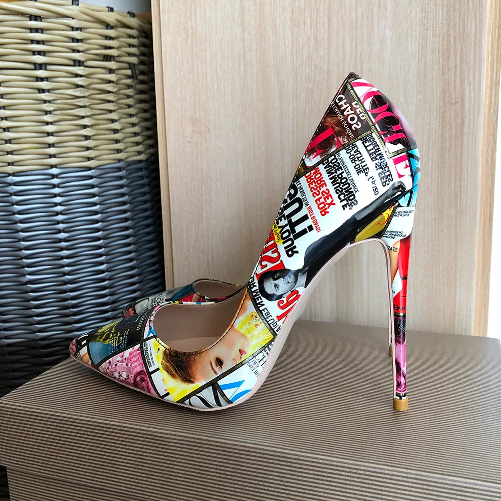 Rivista Magazine Print Stiletto Pumps