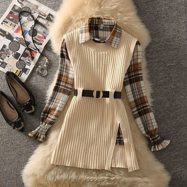 Plaid & Pleat 2 Piece Set