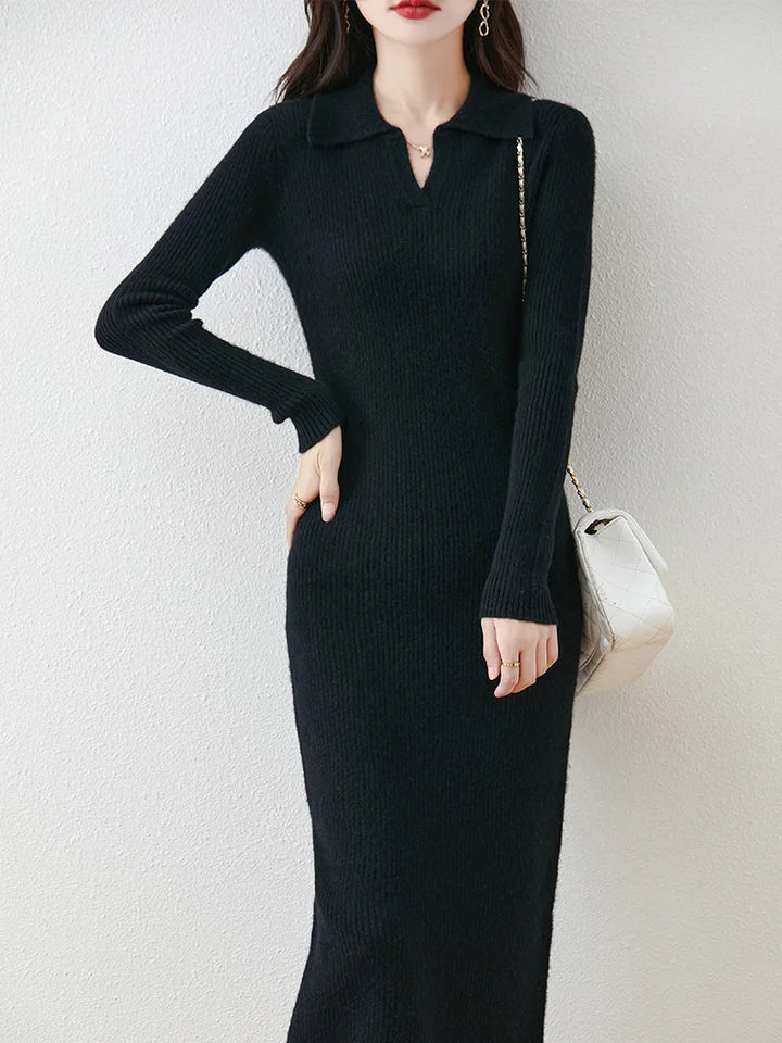 Columnar Wool Johnny Dress