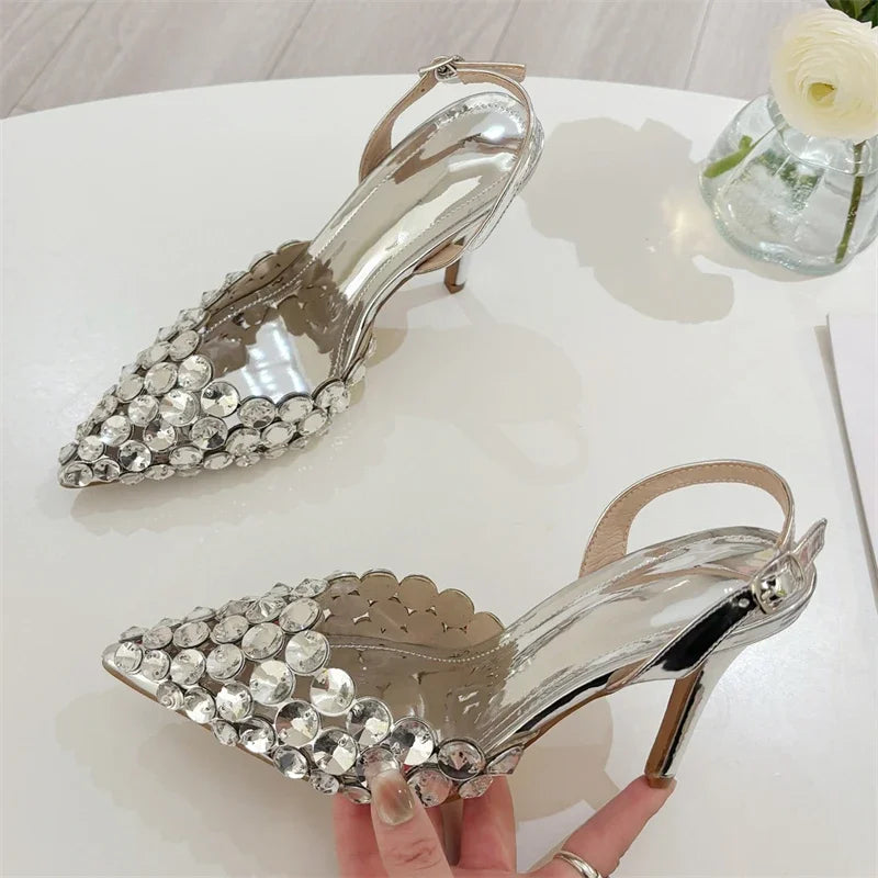 Diamante Rhinestone Slingback Heels