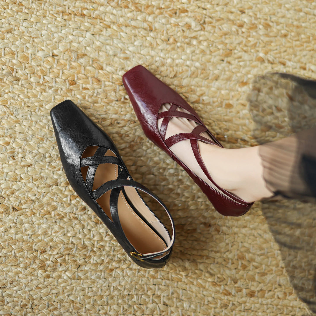Vittoria Leather Crossband Heels