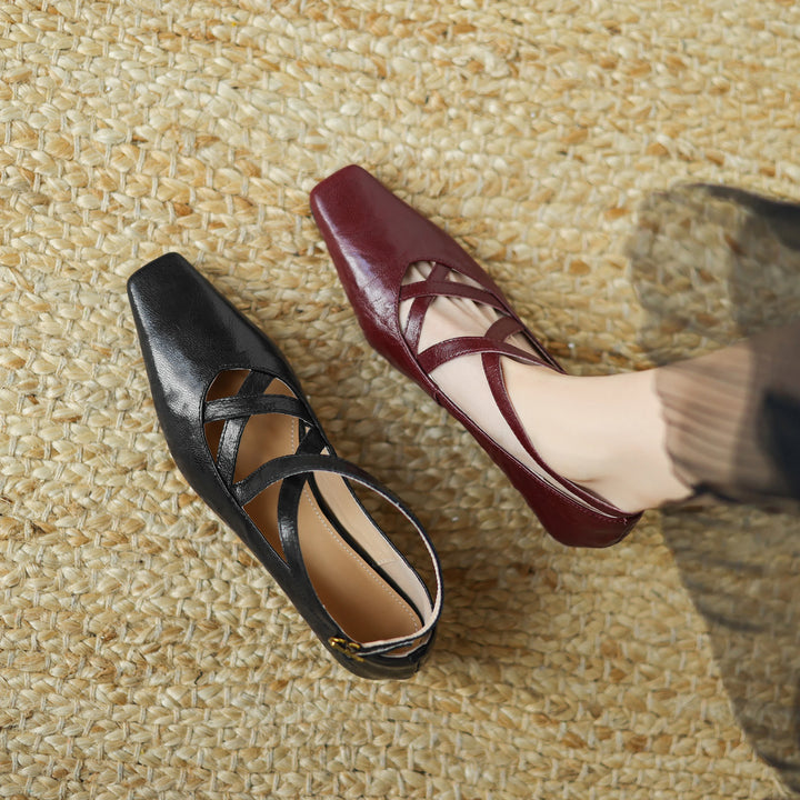 Vittoria Leather Crossband Heels