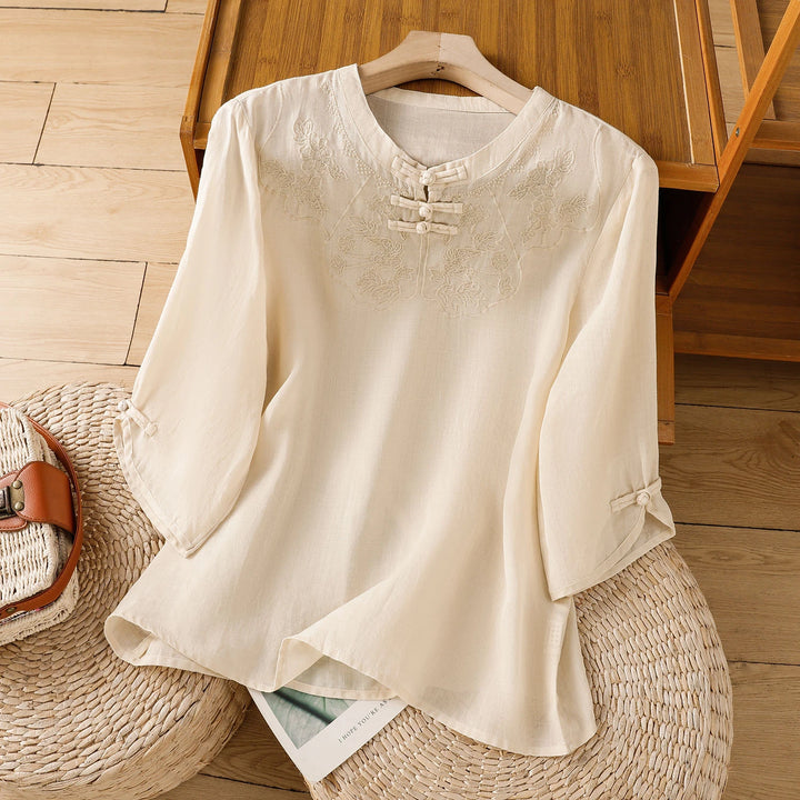 Jade Garden Linen Blouse