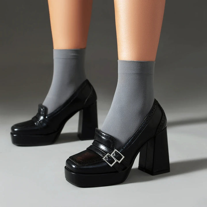 Traforata Double-Buckle Platform Loafers