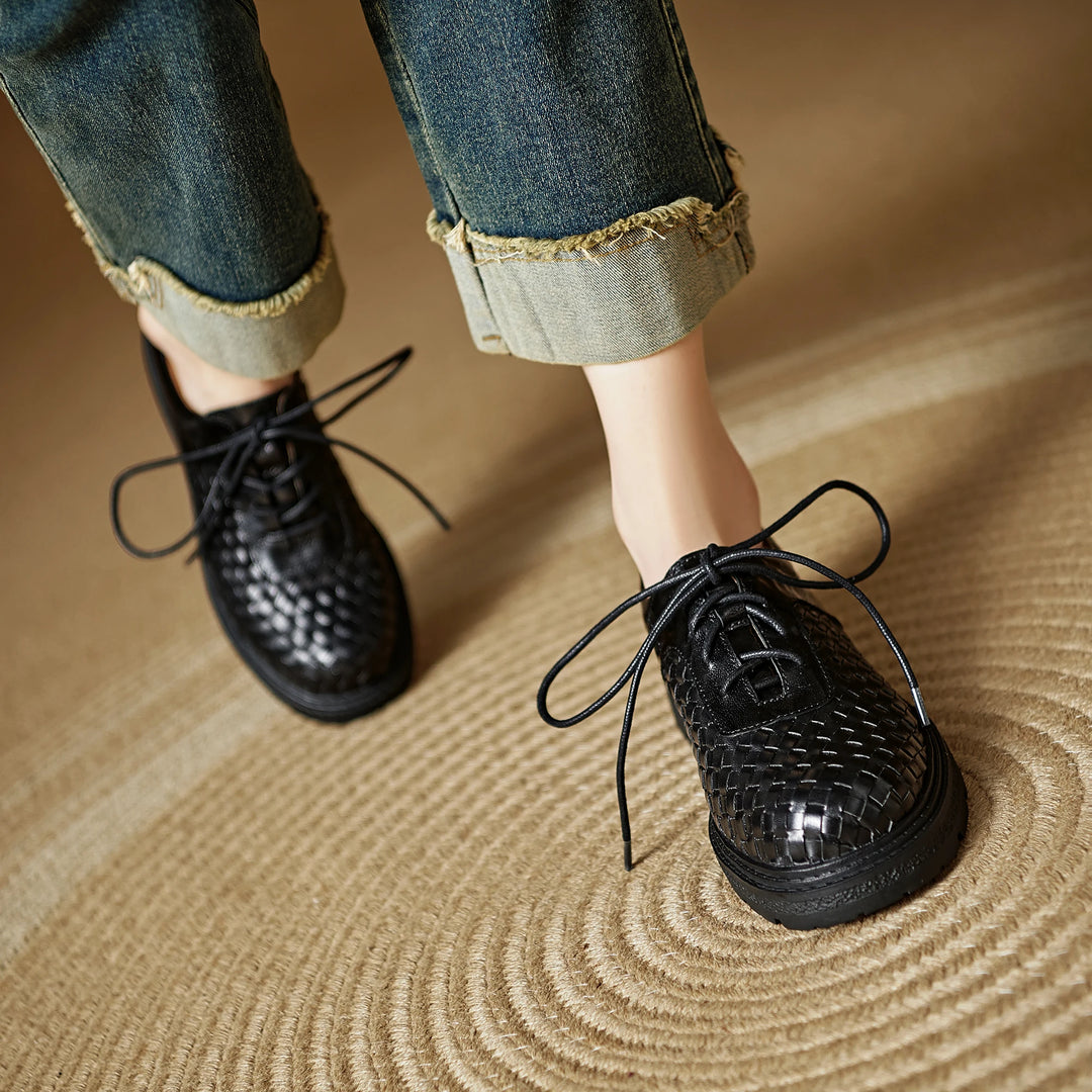 Noemi Woven Leather Oxfords