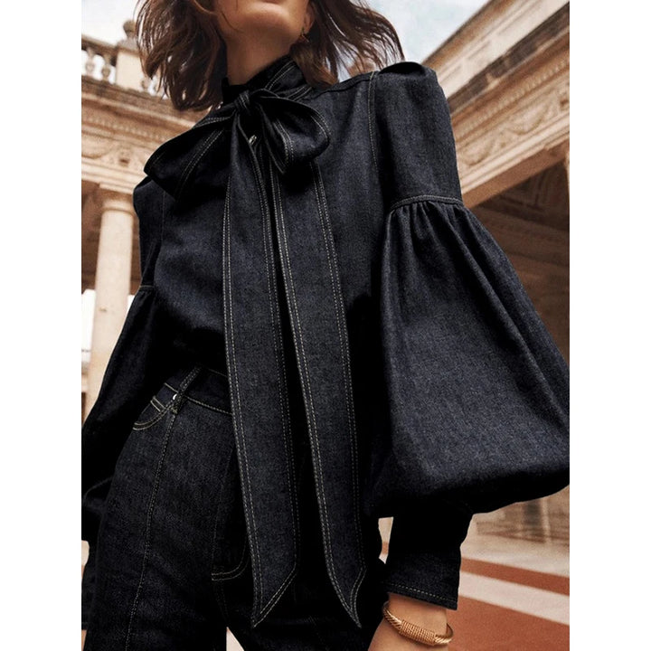 Aubryn Denim Knot Blouse