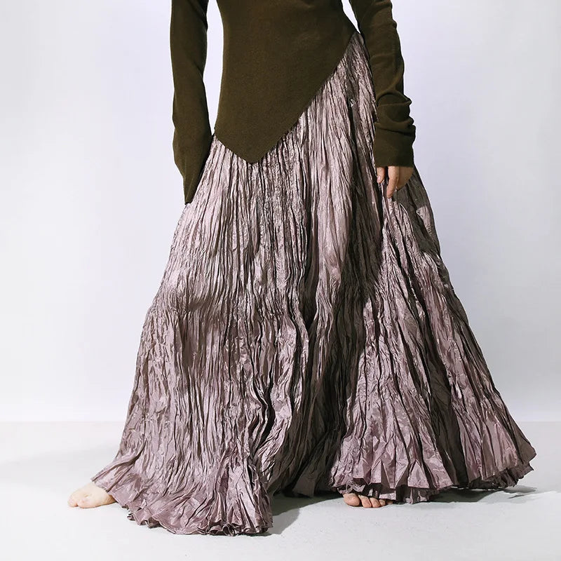 Cascade Pleat Maxi Skirt
