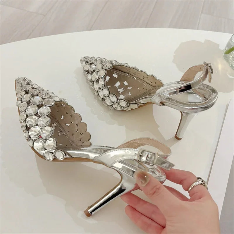 Diamante Rhinestone Slingback Heels