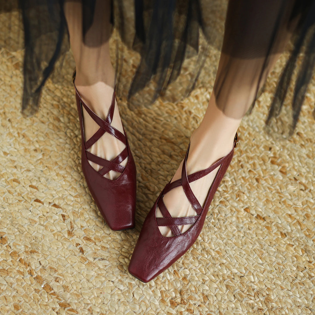 Vittoria Leather Crossband Heels