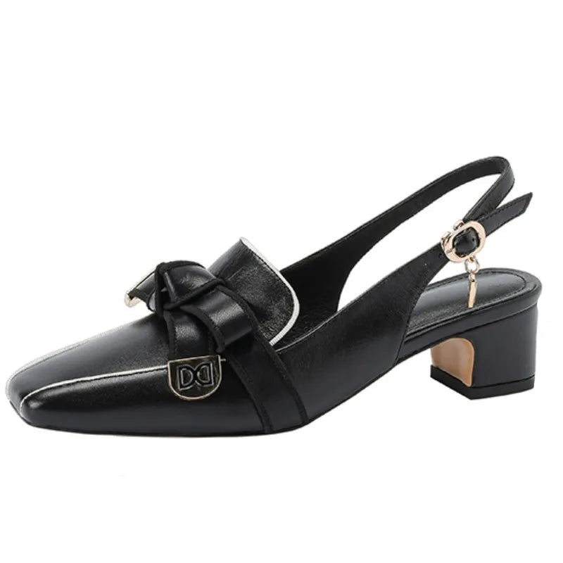 Doppio Fiocco Leather Heels