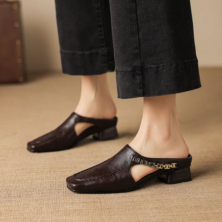 Catena Square-Toe Leather Mules