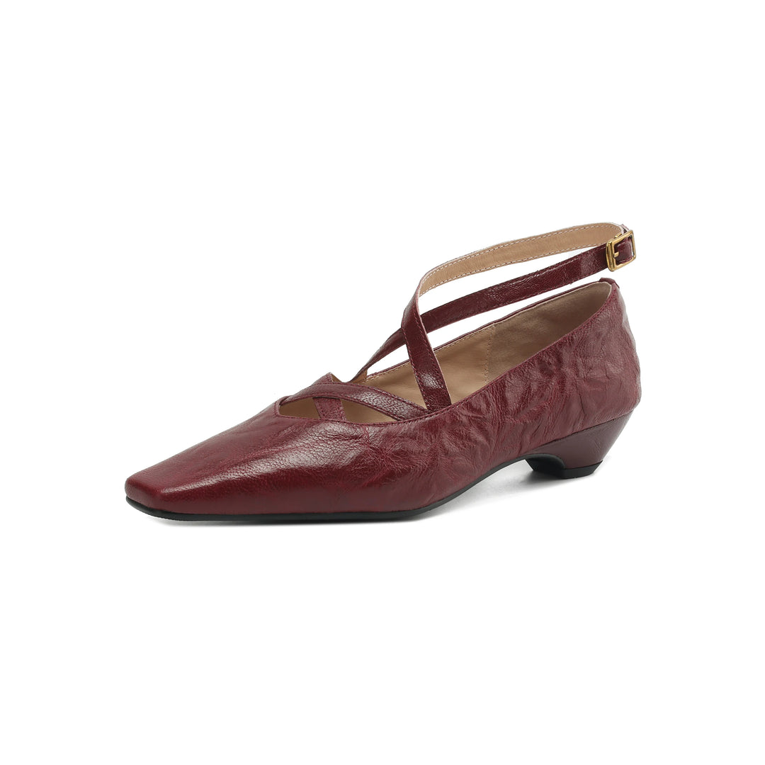 Vittoria Leather Crossband Heels