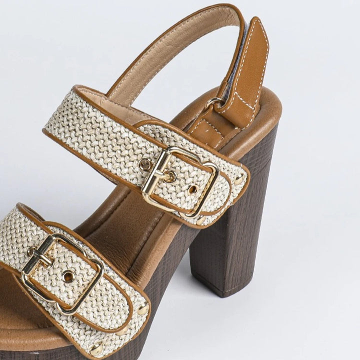Rafia Buckled Platform Sandals