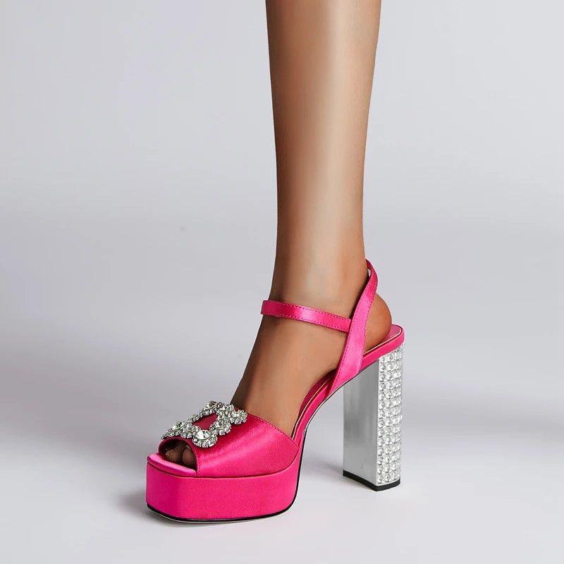 Brillante Crystal Heel Platform Sandals