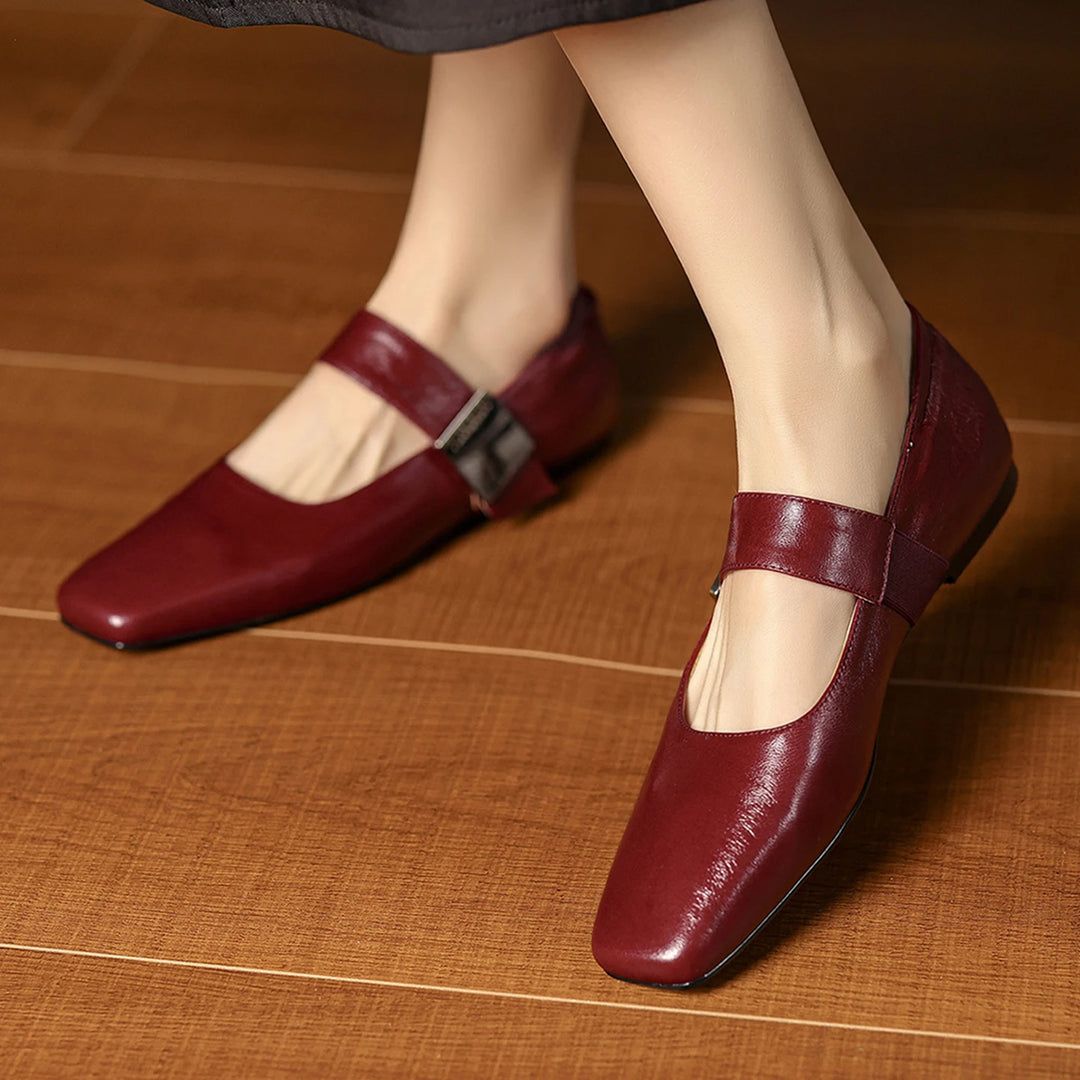 Verena Square Toe Leather Flats
