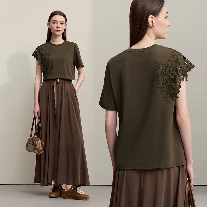 Pizzo Lace Shoulder Tee