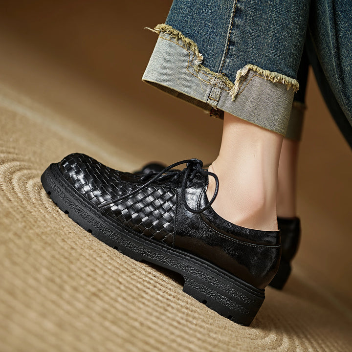 Noemi Woven Leather Oxfords