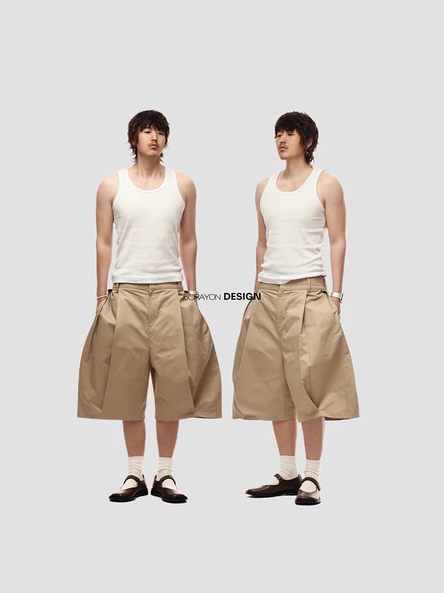 Pleated Wide-Leg Shorts