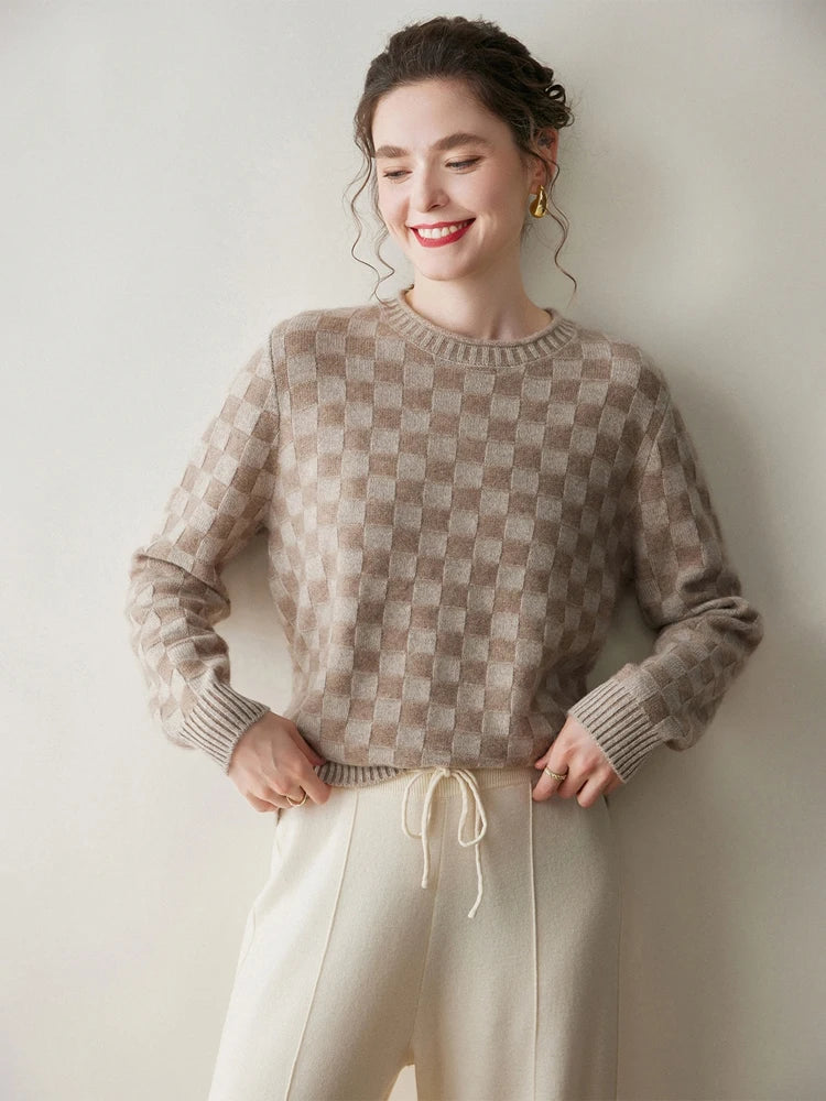 Claudette Check Cashmere Sweater