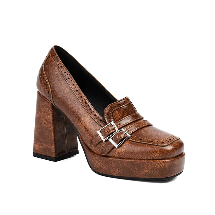 Traforata Double-Buckle Platform Loafers