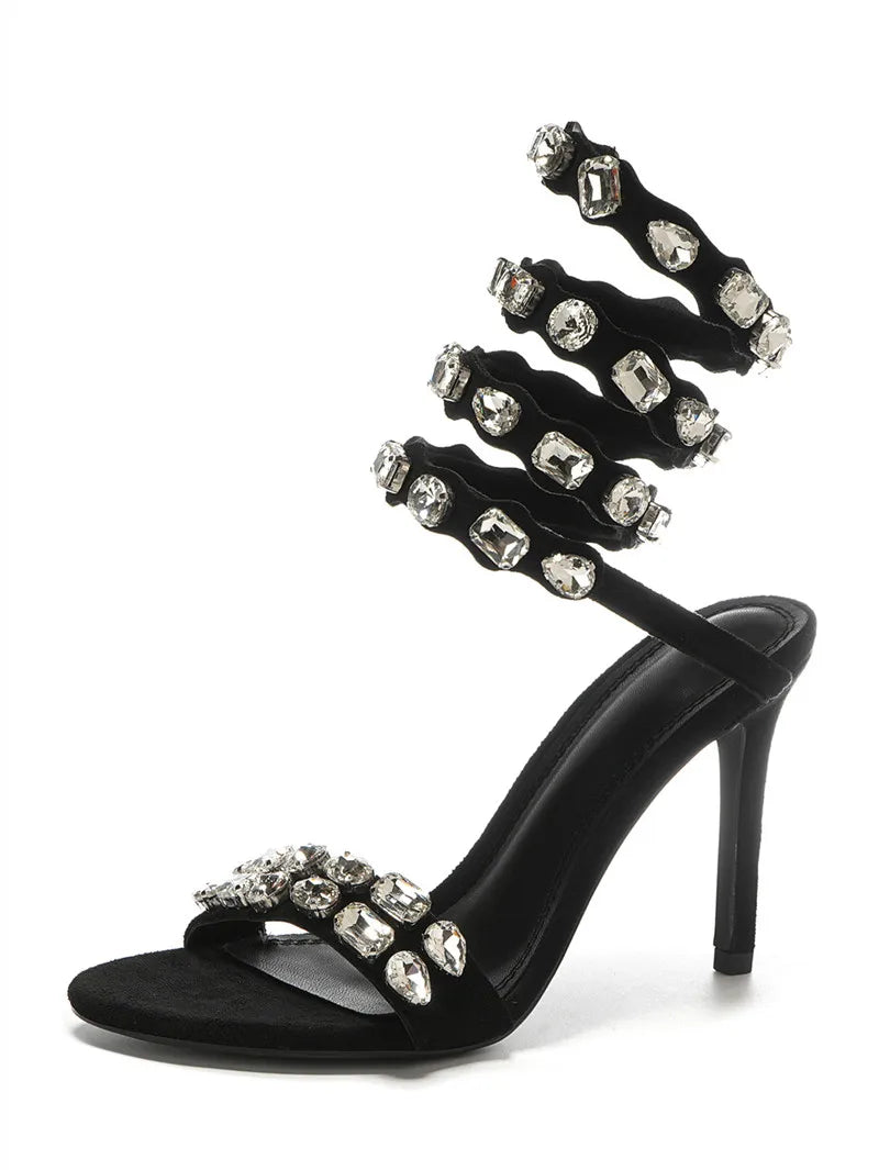 Serafina Crystal Wraparound Sandals