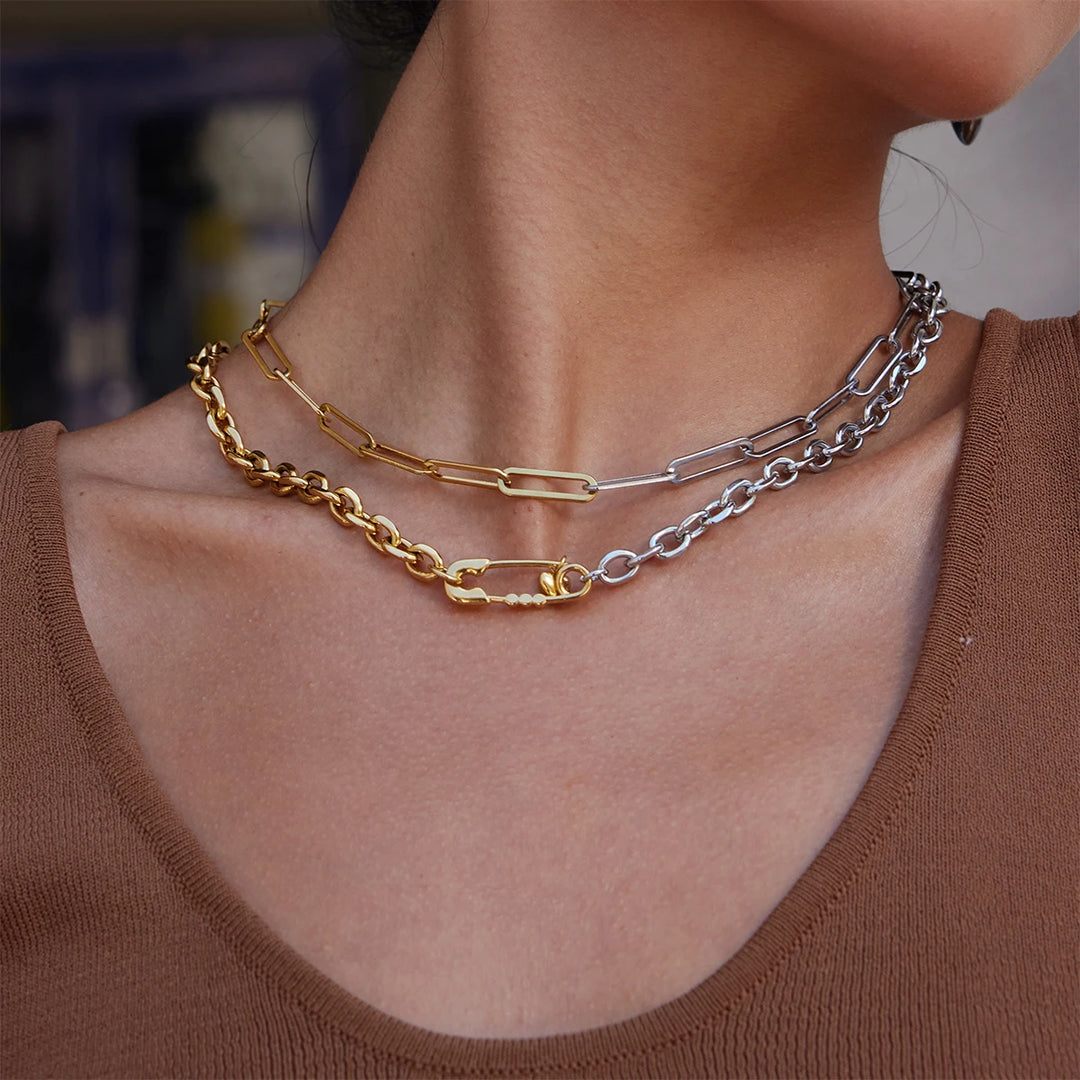 Spilla Safety Pin Two-Tone Necklace
