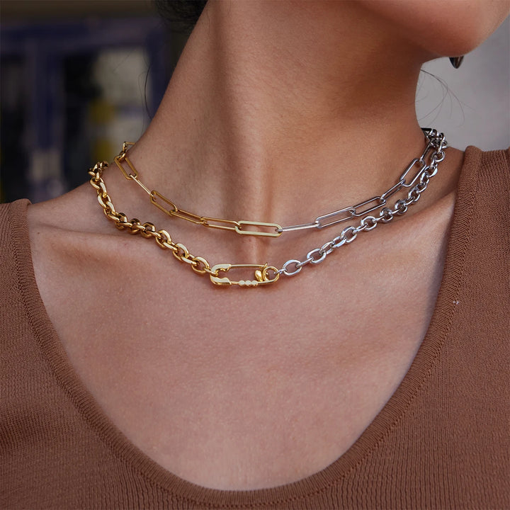 Spilla Safety Pin Two-Tone Necklace