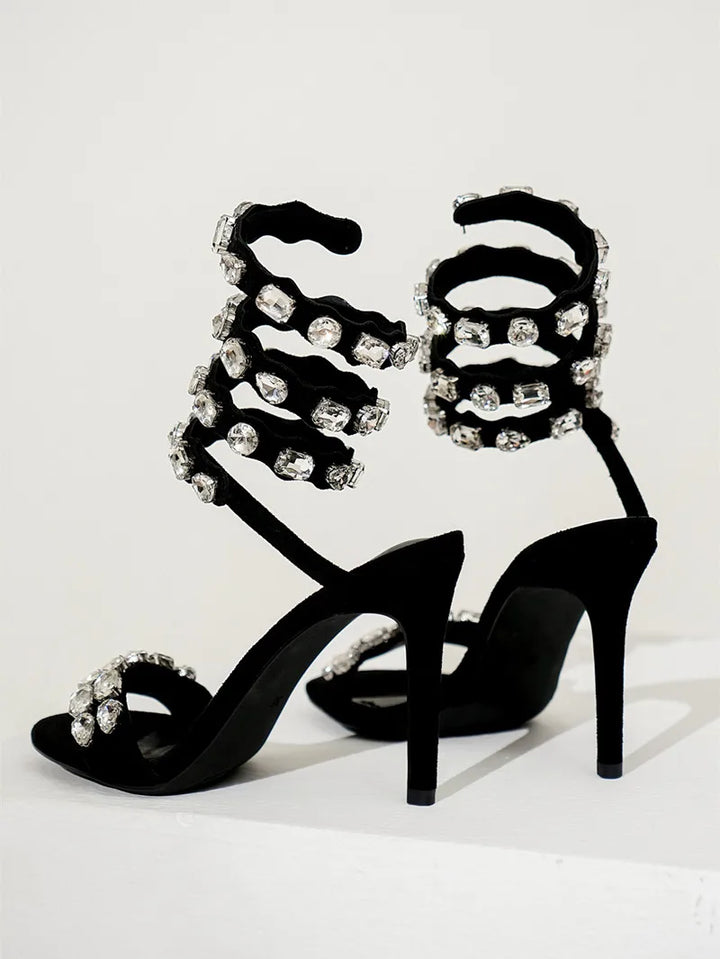 Serafina Crystal Wraparound Sandals