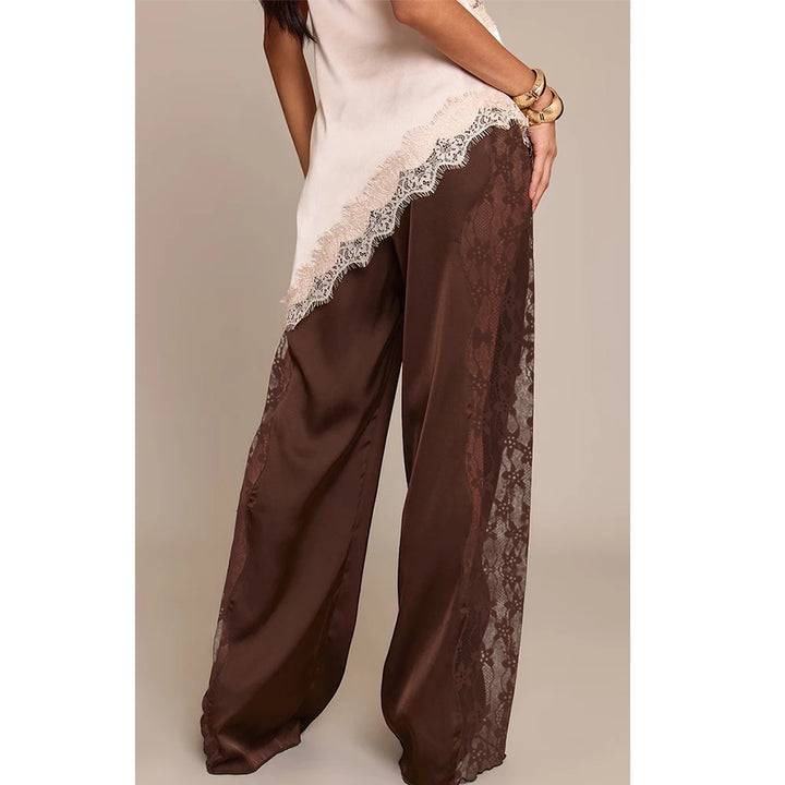 Merletto Lace-Panel Satin Pants