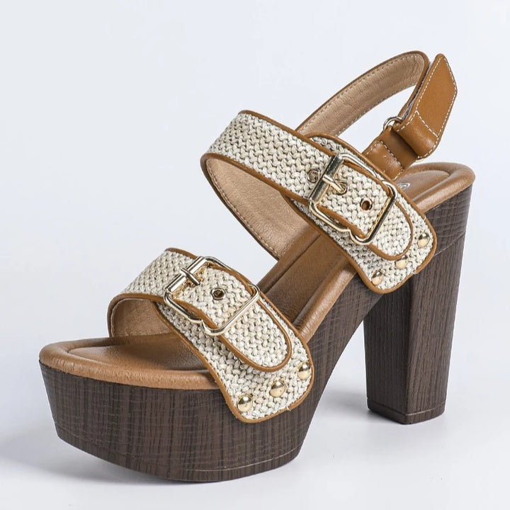 Rafia Buckled Platform Sandals